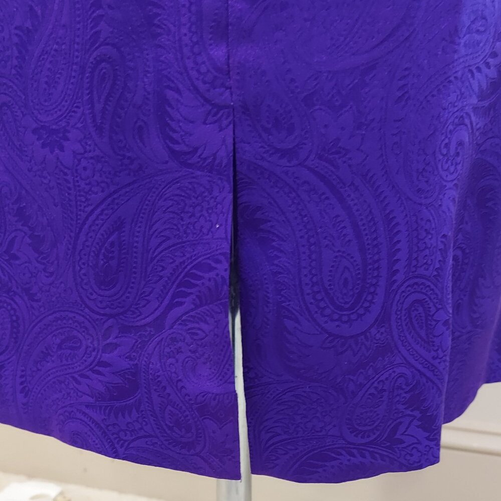 Maggy London PURPLE 100% Silk Asian Inspired Dress Suit Size 4P - Picture 6 of 13